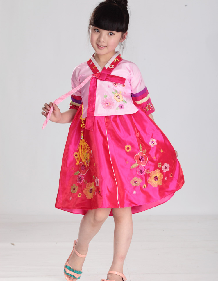 Hanbok Trẻ Em Mẫu Cách Tân Váy Ngắn Áo Hồn Váy Hồng