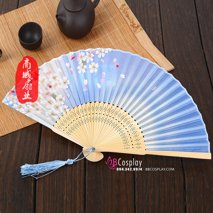 Quạt Vải Xanh Nhật Bản Uchiwa