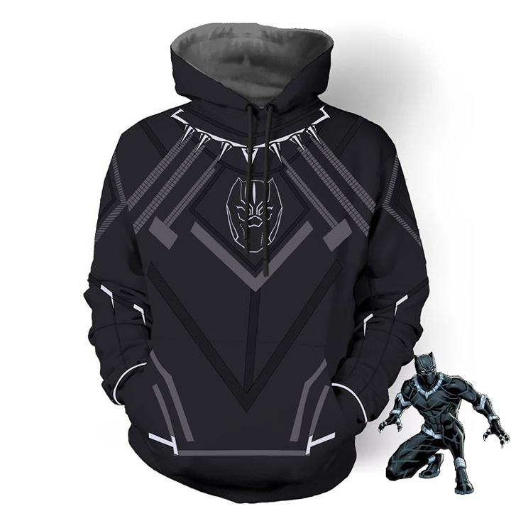 Áo Khoác Black Panther Có Mũ Chùm Đầu