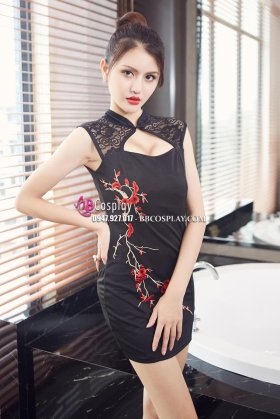 Sườn Xám Đen Ngắn