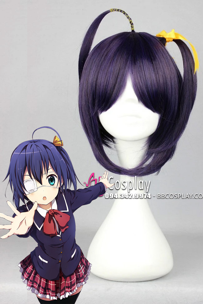 Tóc Giả Cosplay Rikka (Tặng Cột Tóc, Bịt Mắt)