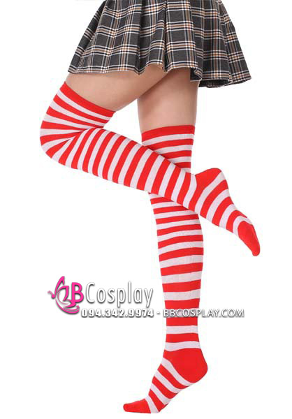 Vớ Sọc Nhuyễn Trắng Đỏ