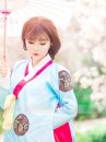 Hanbok Han Quốc 22 Áo Xanh Da Trời Váy Hồng