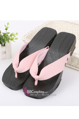 Guốc Gỗ Geta Bản Gỗ Đen Quai Hồng