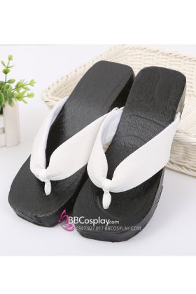 Guốc Gỗ Geta Bản Gỗ Đen Quai Trắng