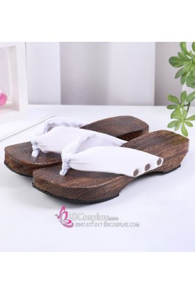Guốc Gỗ Geta Bản Gỗ Nâu Quai Trắng