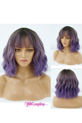 Tóc Giả Ngắn Tím Chuyển Màu