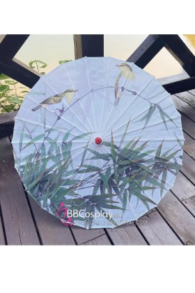 Dù Vải Nền Trắng Lá Xanh