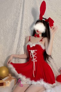 Đầm Noel Dáng Xoè Phối Lông Có Tai Thỏ Sexy Girl