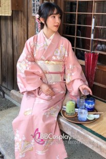 Áo Yukata Momoiro Tặng Kèm Thắt Lưng