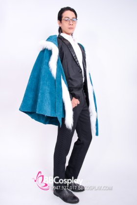 Áo Choàng Xanh Viền Lông Có Nón