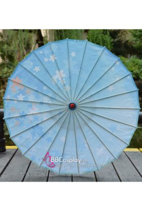 Dù Vải Xanh Trời Hoa Trắng Xinh Xắn