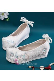Giày Hán Phục Thêu Hạc Mũi Nhọn