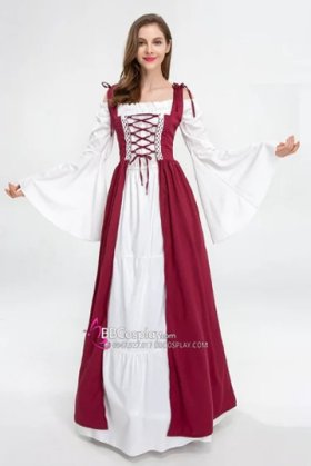 Đầm Phục Hưng Trung Cổ Phong Cách Viễn Tưởng - Màu Đỏ Đô