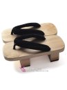 Guốc Gỗ Geta Bản Gỗ Đế Cao Quai Đen