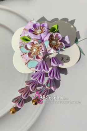 Kanzashi Nhật Bản Hoa Rẻ Quạt - Màu Tím