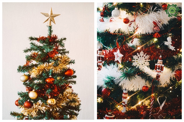 Trang trí cây thông Noel  trong nhà với dây kim tuyến (Nguồn: Internet)