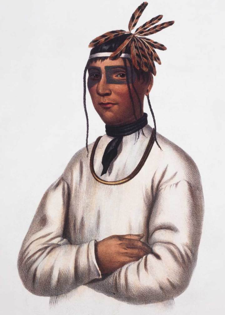 Bản in thạch bản từ bức tranh Ojibway Brave của thập niên 1820