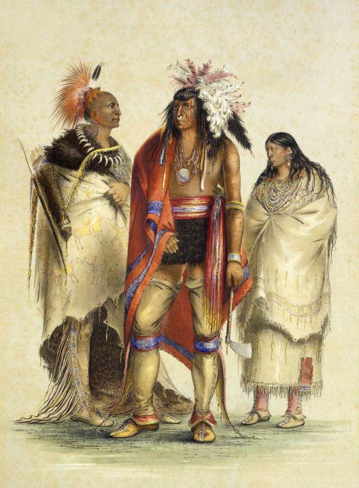 Bản in thạch bản của một nhóm người Mỹ bản địa