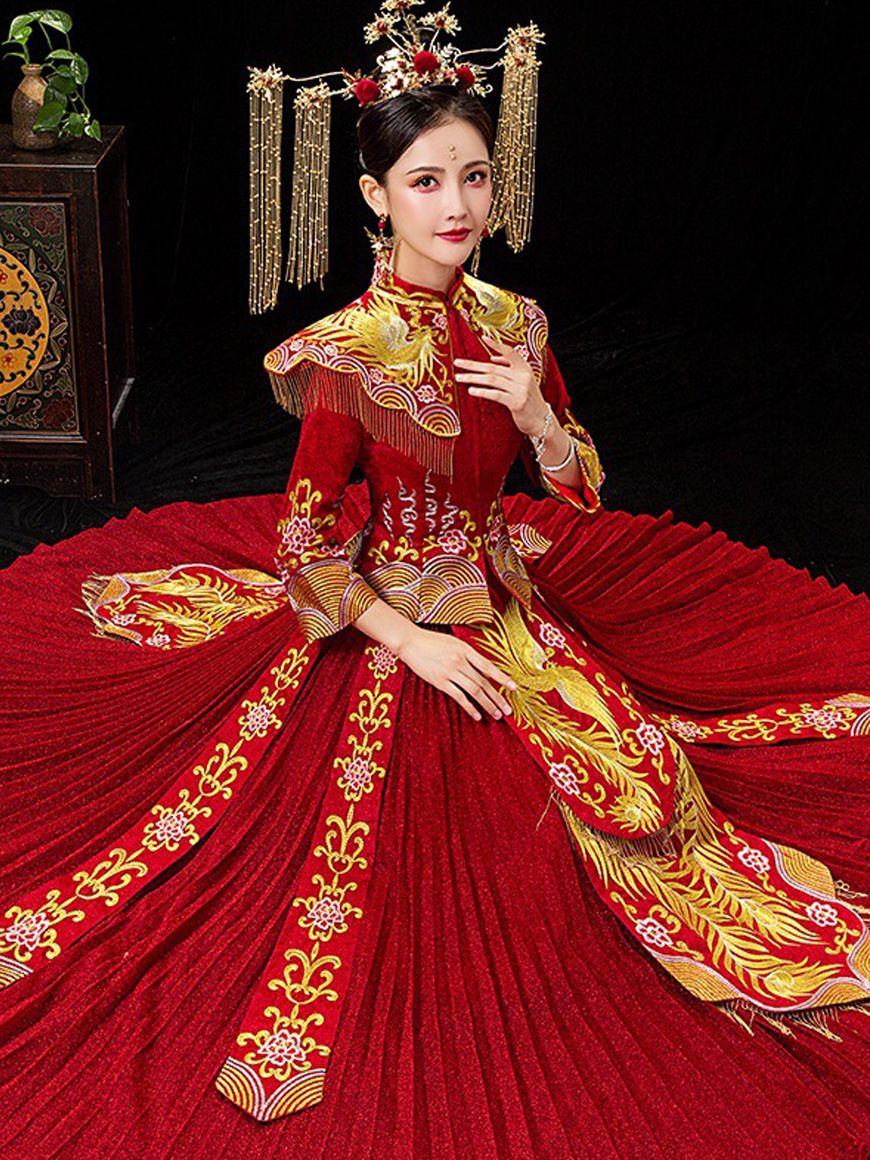 Hỷ phục cô dâu váy cưới đồ cưới cổ trang váy cưới trung quốc  Shopee  Việt Nam