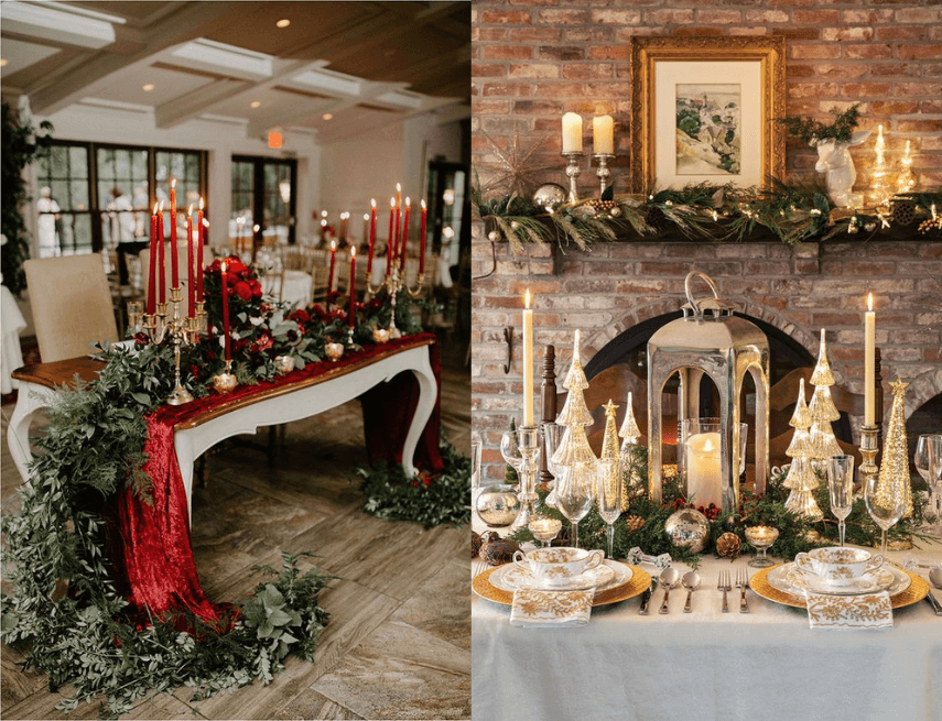 Cách trang trí bàn ăn Noel cùng vòng hoa nguyệt quế theo phong cách người Mỹ