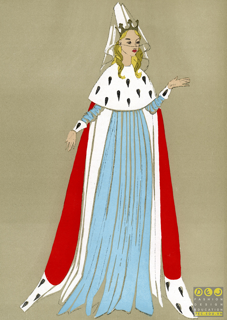 Hình ảnh một người phụ nữ mặc áo choàng năm 1486