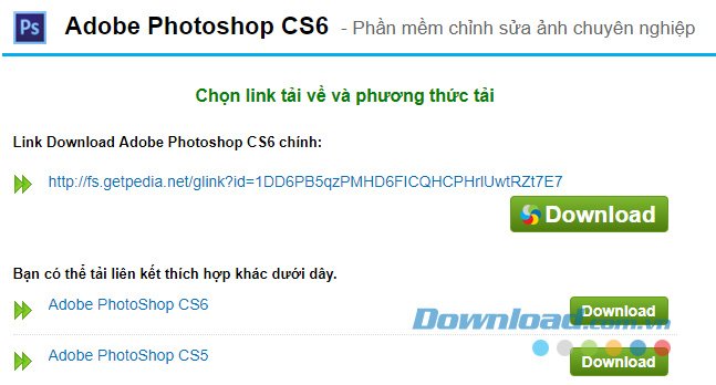 Click vào link tải