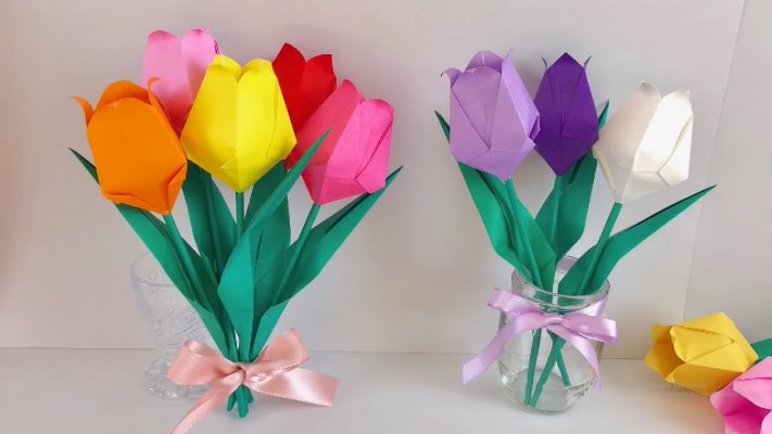 cách gấp hoa tulip bằng giấy