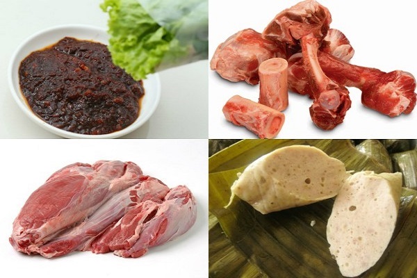 Các nguyên liệu để nấu món bún bò Huế miền Nam chuẩn vị người Huế