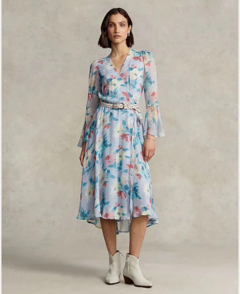 Đầm Nữ Floral Crinkled Georgette Wrap Dress Polo Ralph Lauren