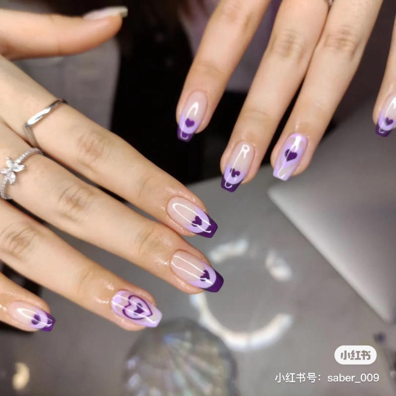 Bộ 24 móng tay giả dài đính đá đính nơ LK15239, Mẫu nail đính nơ màu tím  sang chảnh, Nail box cô dâu | Shopee Việt Nam