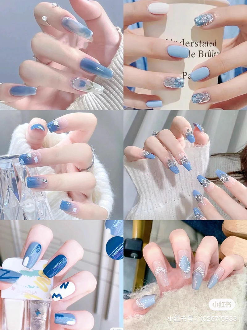 28+ Những mẫu nail màu xanh dương nhạt đẹp hiện nay