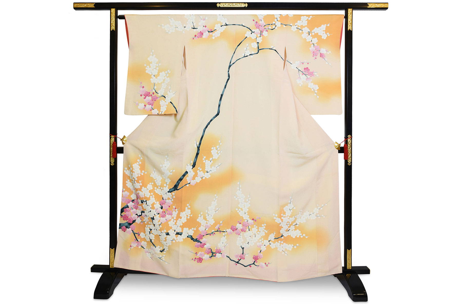 kimono truyền thống - kimono lụa mận cổ điển, Nhật Bản