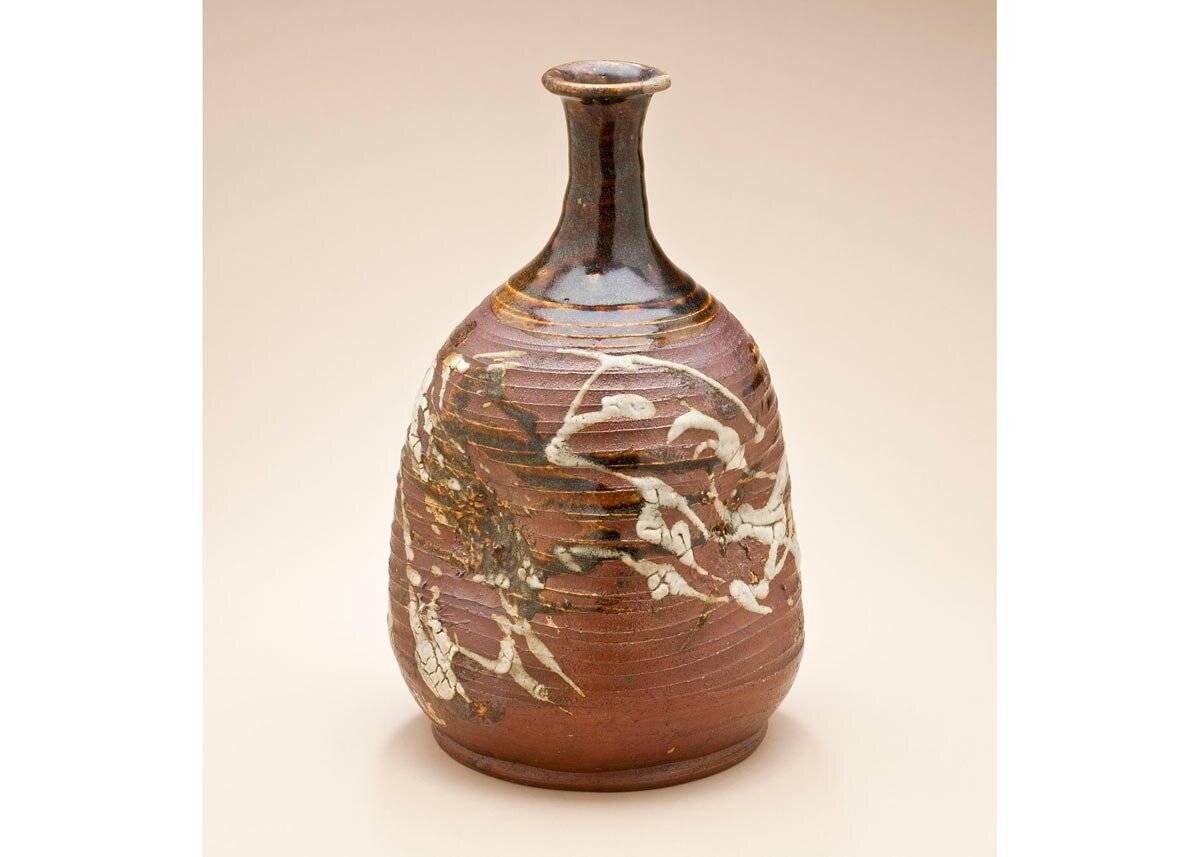 Chai rượu sake gốm sứ Aizu-Hongo, thời Edo, thế kỷ 19