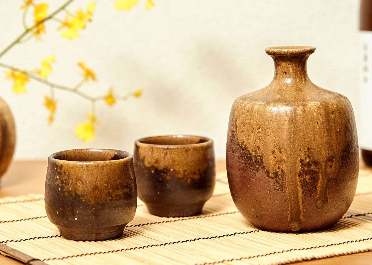 Bộ rượu sake Nhật Bản Goma Bizen của Hozan