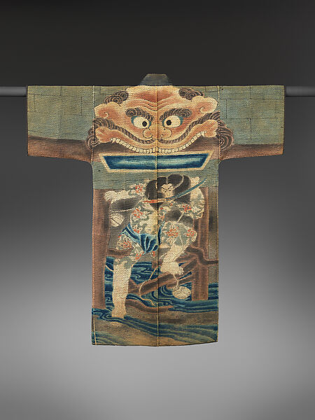 Fireman’s Jacket (Hikeshi-banten) with Chinese Warrior, Quilted cotton with tube-drawn paste-resist dyeing (tsutsugaki) with hand-painted details, Japan