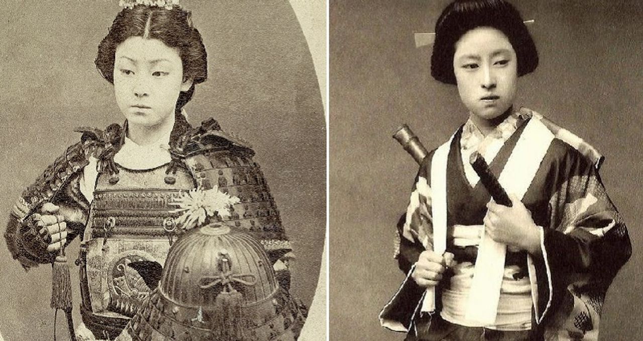 Bức ảnh chụp Samurai nữ (bên trái là  Nakano Takeko ).