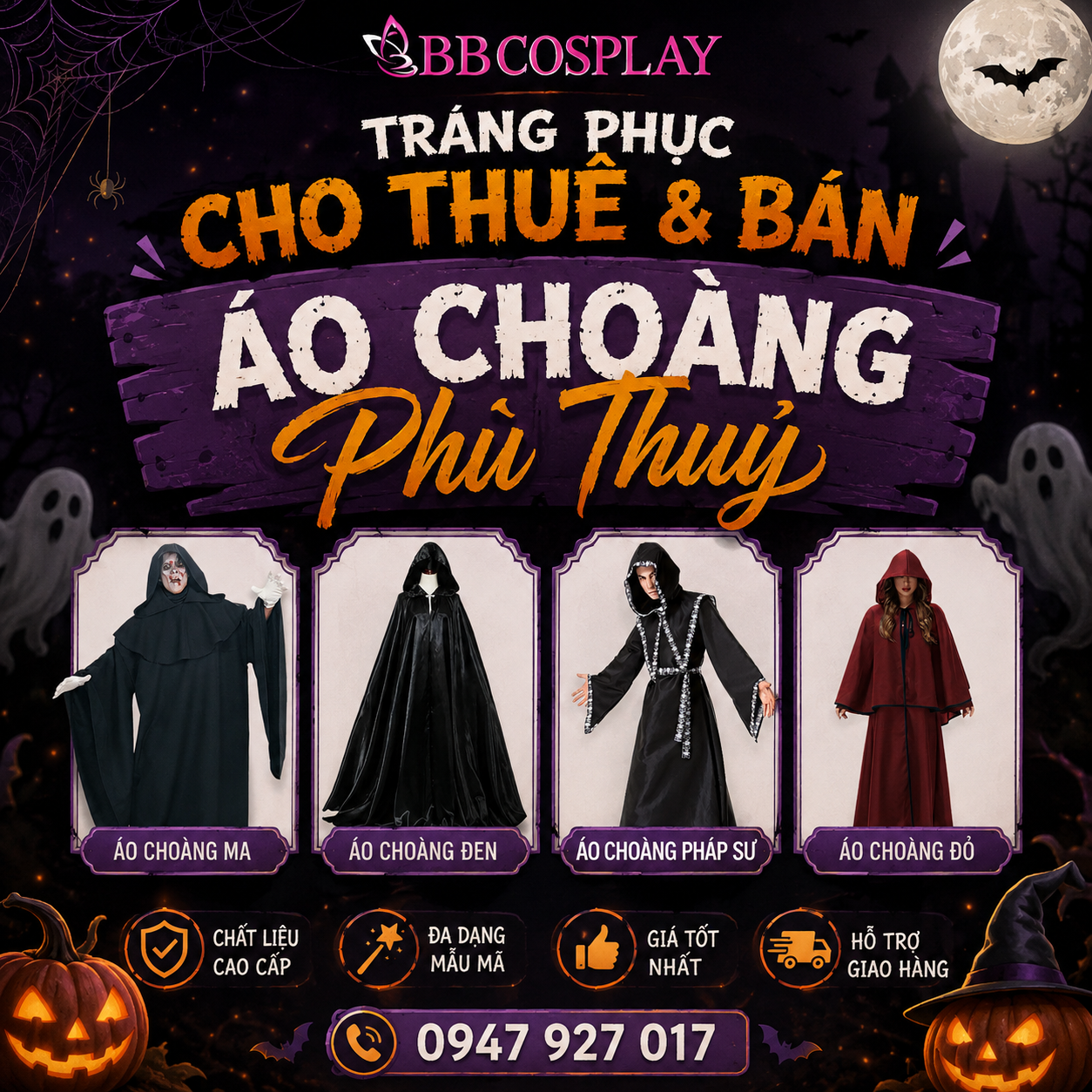 Ảnh tham khảo các mẫu áo choàng Halloween tại BBCOSPLAY