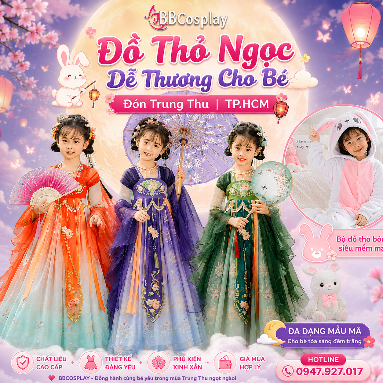 Trang Phục Thỏ Ngọc Dễ Thương Cho Bé Đón Trung Thu Trọn Vẹn Nhất Tại TP.HCM