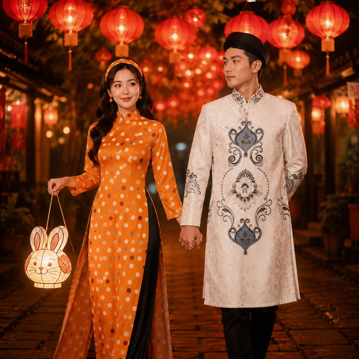 áo dài truyền thống check-in trung thu đẹp
