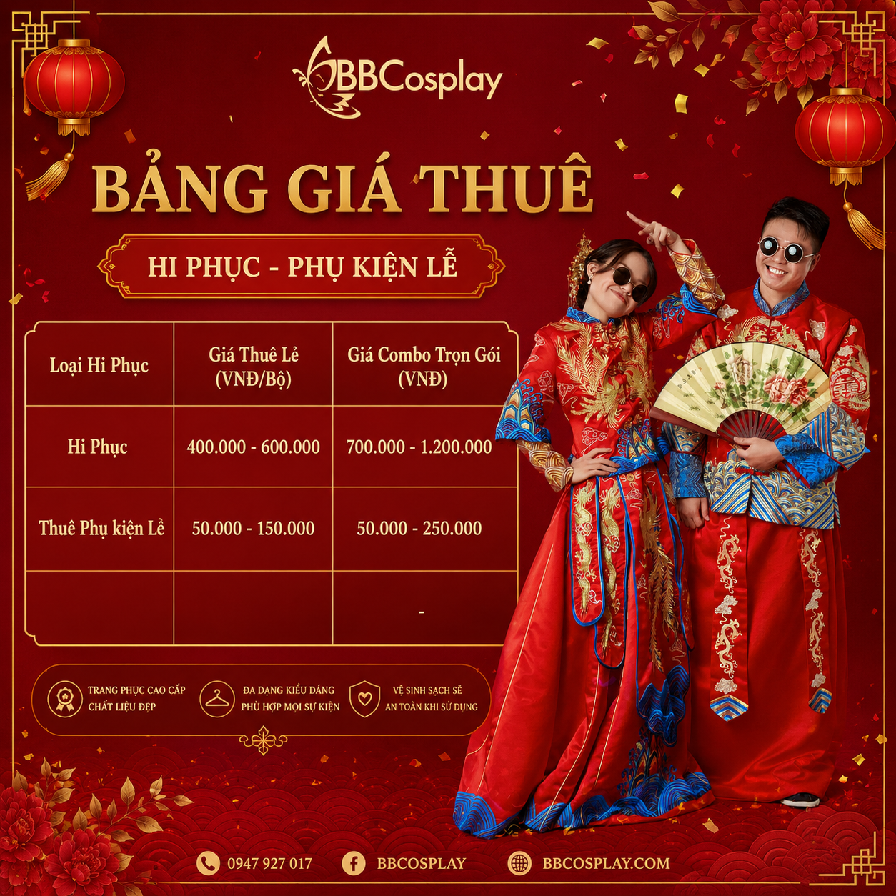 Dịch Vụ Cho Thuê Hỉ Phục Cặp Đôi (Couple) Trọn Gói