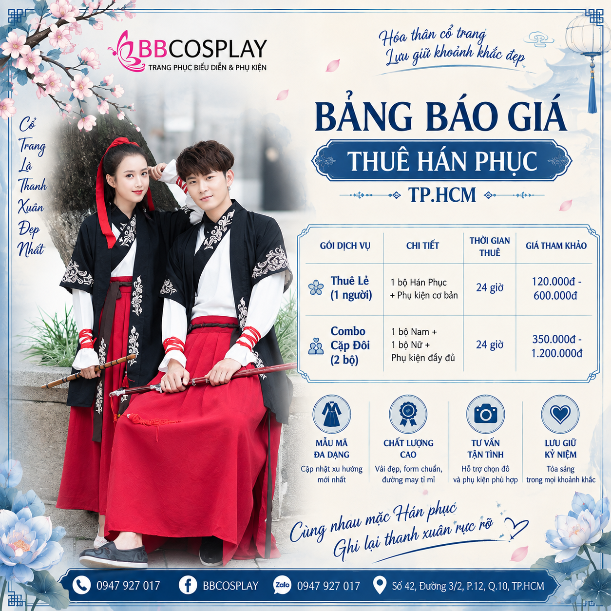Dịch Vụ Cho Thuê Hán Phục Đôi (Couple) - Chụp Ảnh Cổ Phong & Ảnh Cưới Độc Đáo Nhất Sài Gòn