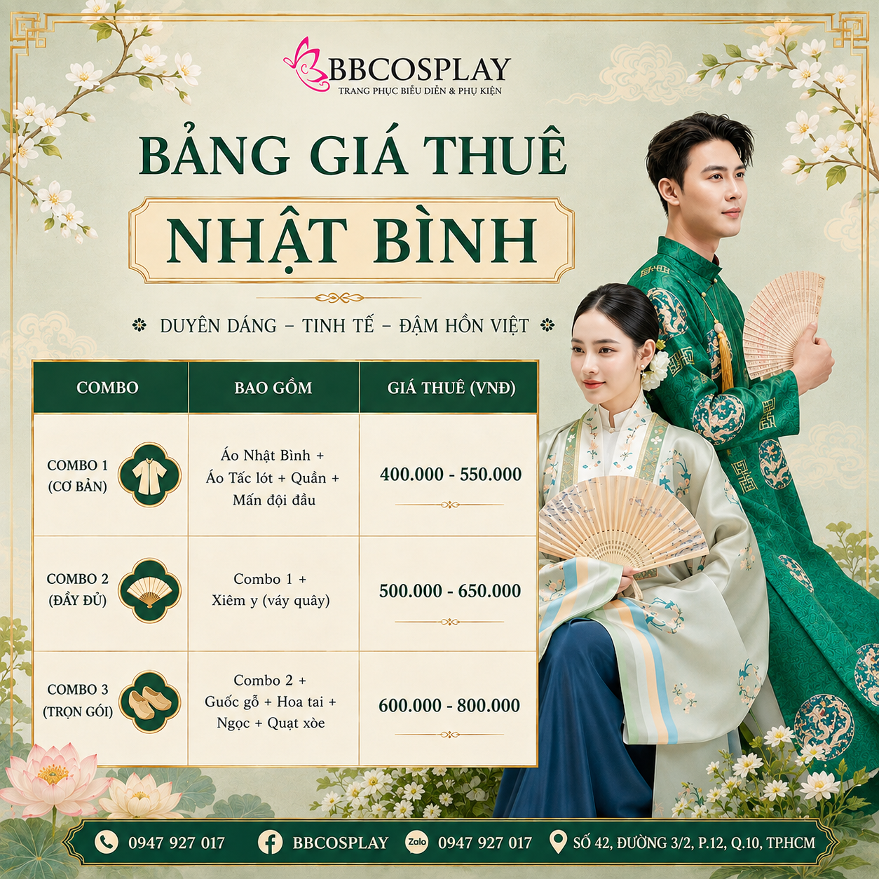Bảng giá thuê Áo Nhật Bình của BBCOSPLAY