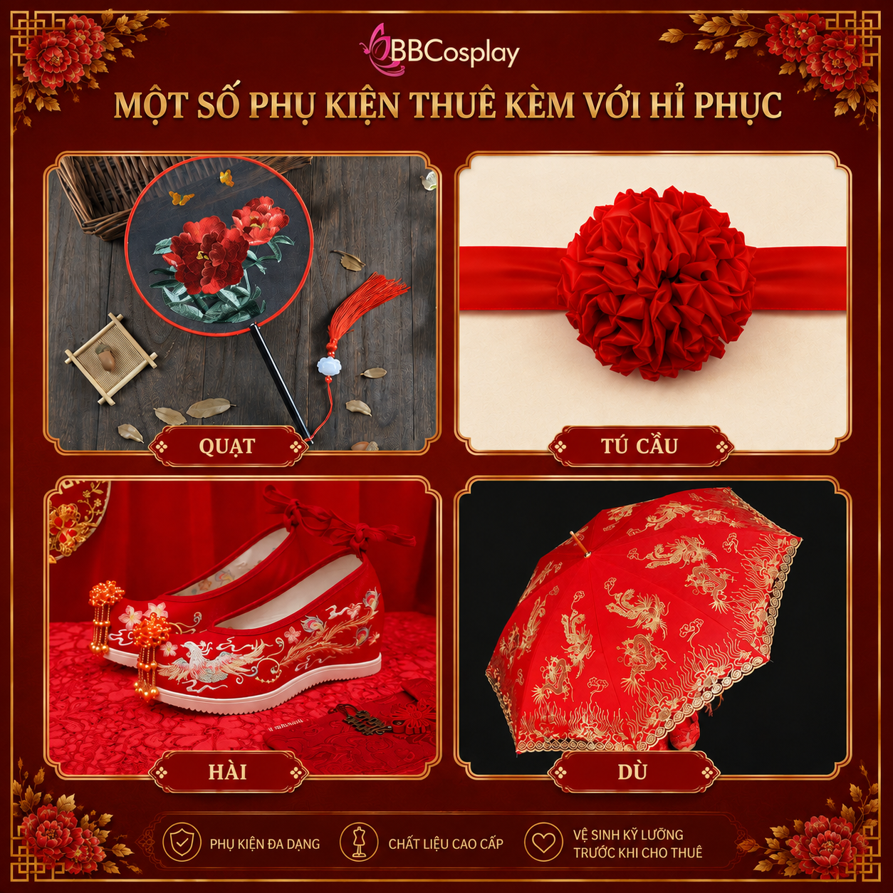 Phụ kiện Hỉ Phục thuê kèm Tại BBCOSPLAY