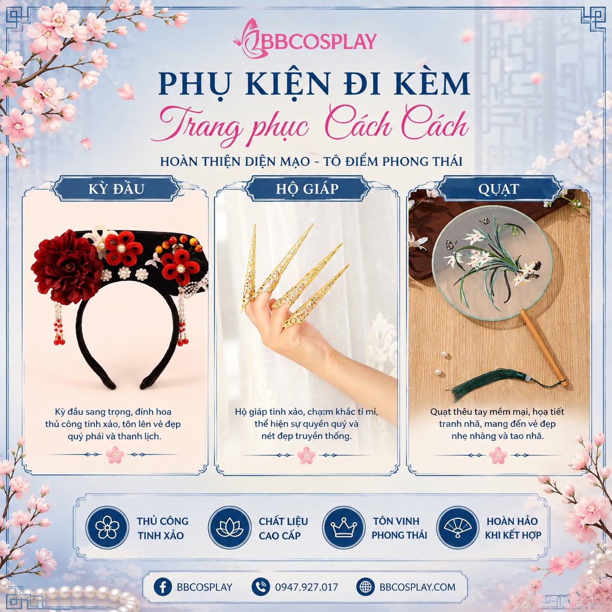 Bảng phụ kiện có thể thuê kèm với Trang phục Cách Cách tại BBCOSPLAY
