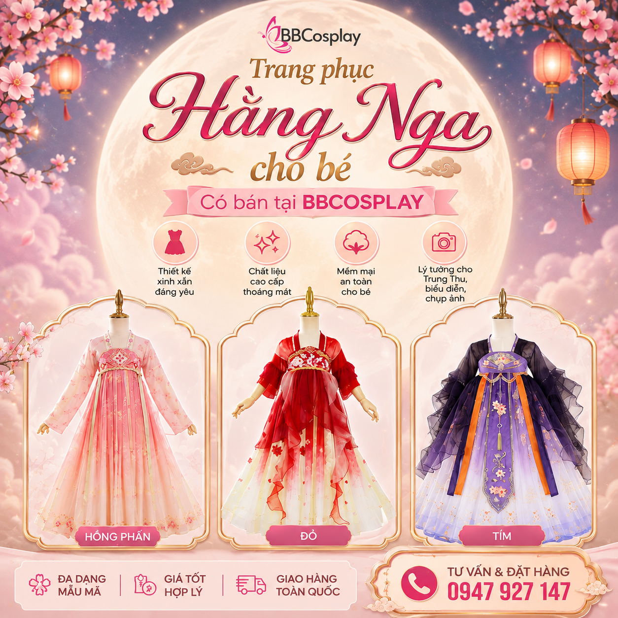 Váy Trung Thu cho bé gái dịp trăng rằm bao sang xịn