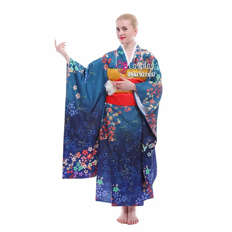 Kimono Umi Nhật tone xanh cá tính