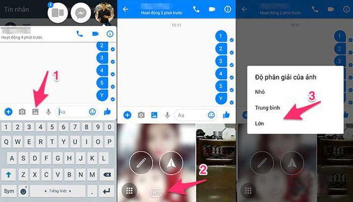 Cách gửi hình HD qua Messenger iPhone, Android