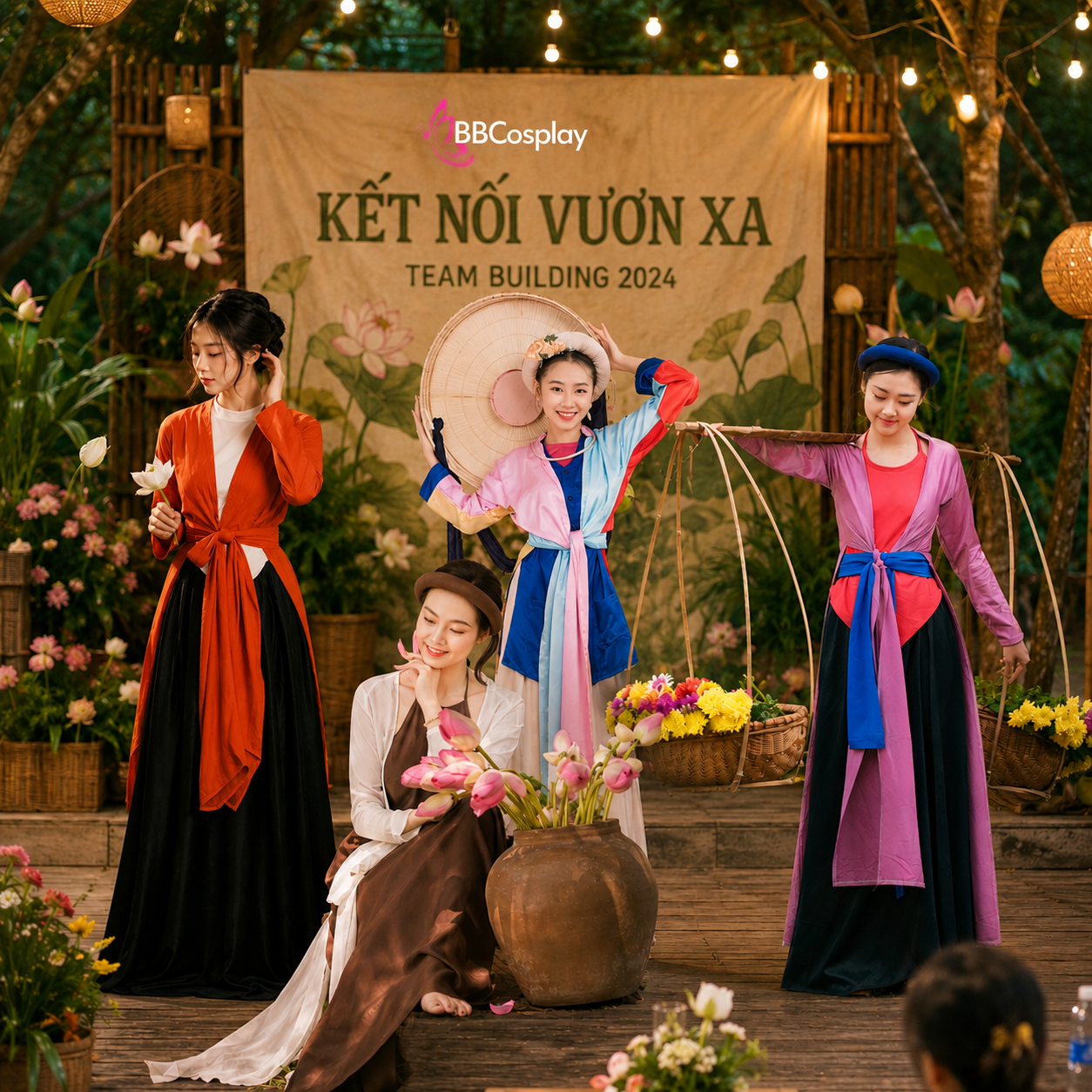 Trang phục Áo Tứ Thân đằm thắm, mặn mà phù hợp với các bài ca đồng diễn văn nghệ