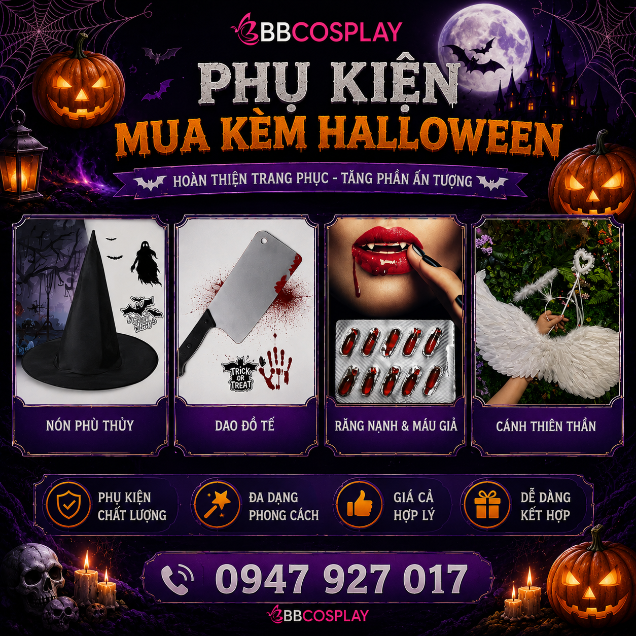 Phụ kiện hóa trang Halloween tại cửa hàng BBCOSPLAY